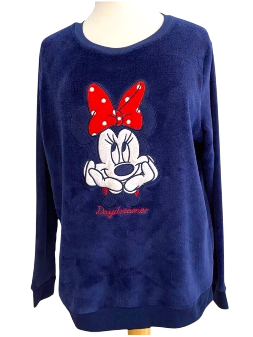 Disney Minnie Mouse Navy Blue Fleece plush Pullover Sweatshirt Daydreamer Graphi